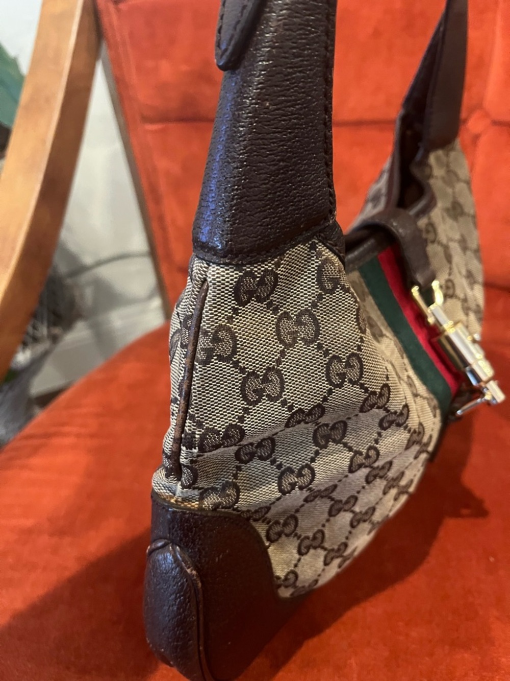 Gucci Web Sherry Line Jackie Brown GG Canvas Shoulder Bag - Medium - Picture 5 of 14